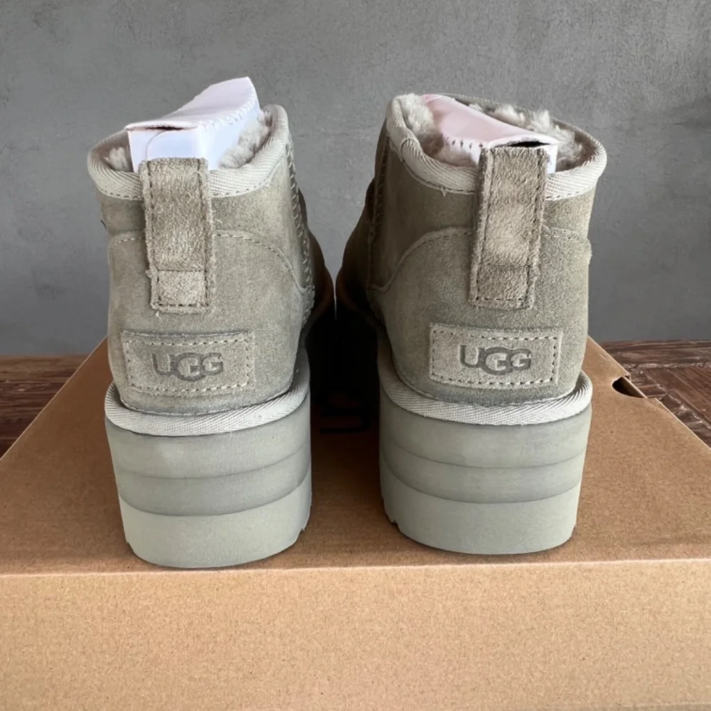 UGG CLASSIC ULTRA MINI PLATFORM MOSS GREEN BRAND NEW + PAPER SHOPPING BAGN ZS 7 - Picture 6 of 14